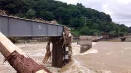 豪雨被害の鉄橋　芸備線　