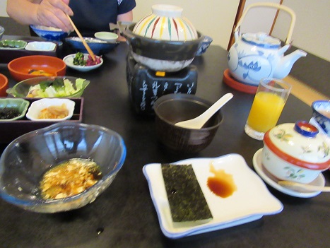 三朝温泉　旅館の朝食
