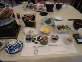 太地の旅館の朝食